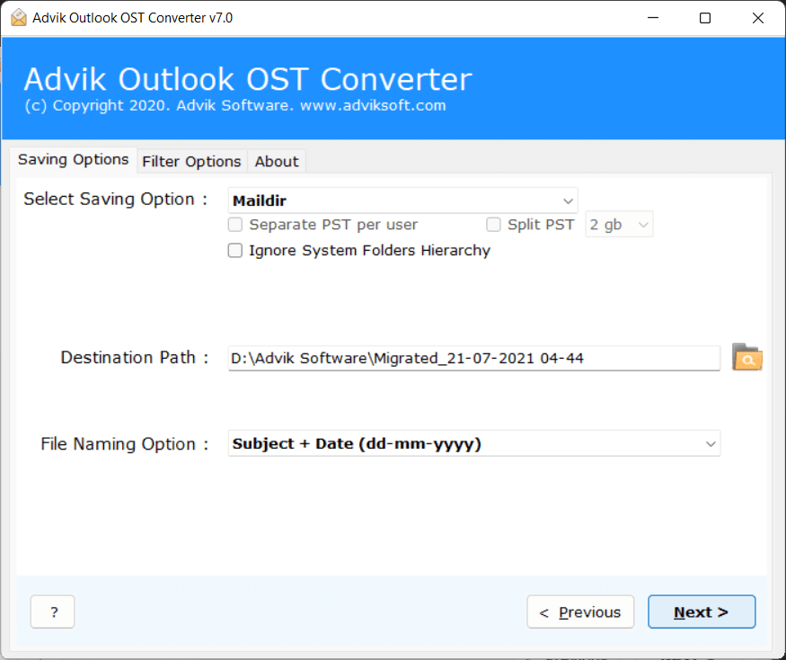 export ost emails into maildir format