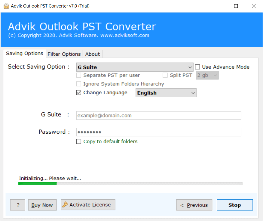 click the Convert to migrate pst file