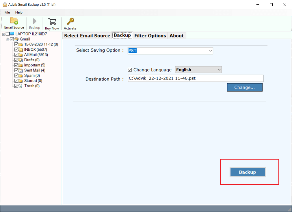 export g suite mailbox to pst