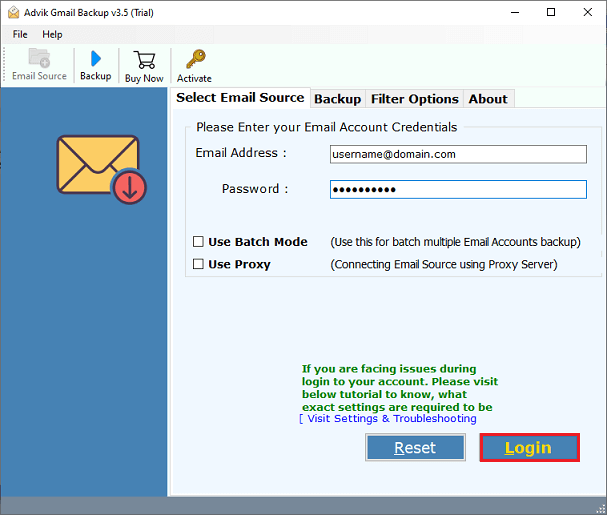enter gmail account credentials