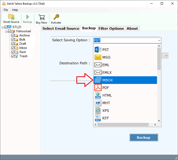 Yahoo to MBOX export