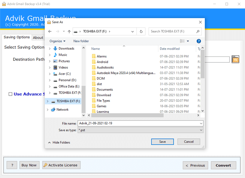 backup gmail emails to hard drive