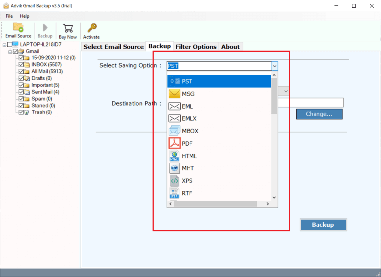 convert google workspace to pst