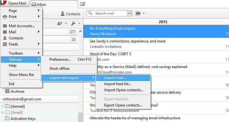 import pst to opera mail