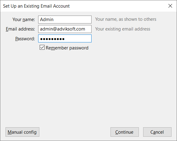 thunderbird setup with rackspace