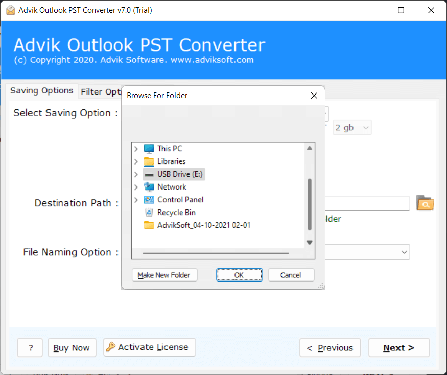 Backup Outlook Emails to USB Drive