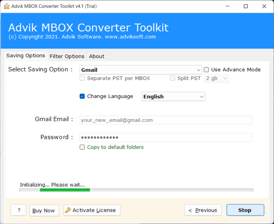 click convert to import Google Takeout to new Gmail account