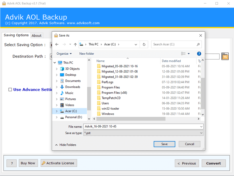 download aol messages to flash drive