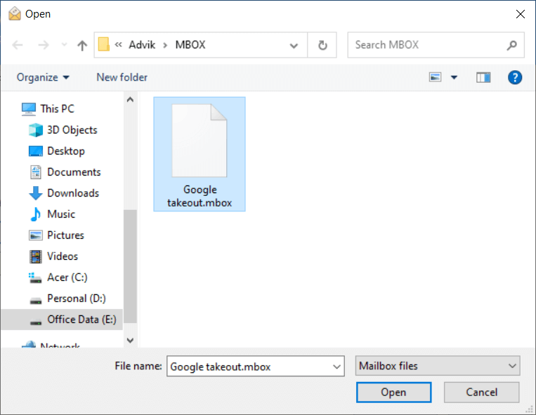 locate your google takeout file