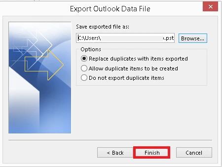 click finish to download axigen backup