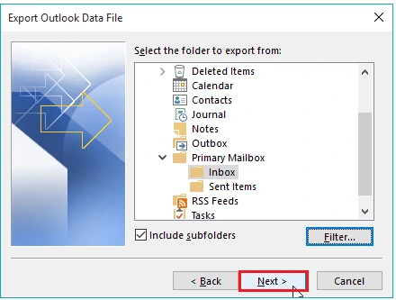 select axigen mailbox folders