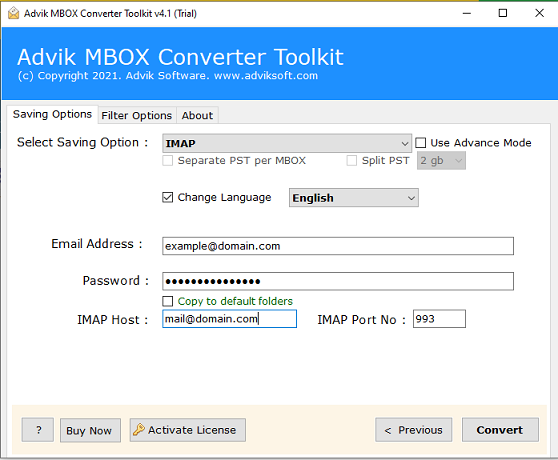 cpanel imap server settings