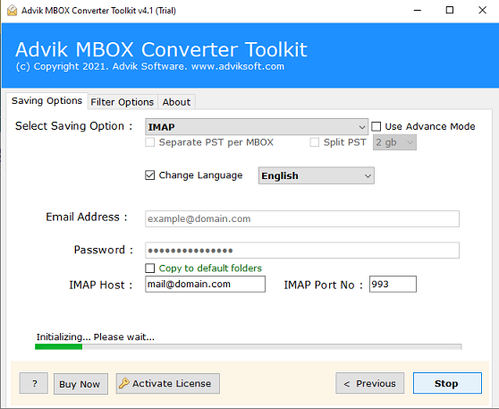 upload mbox file in cpanel email account