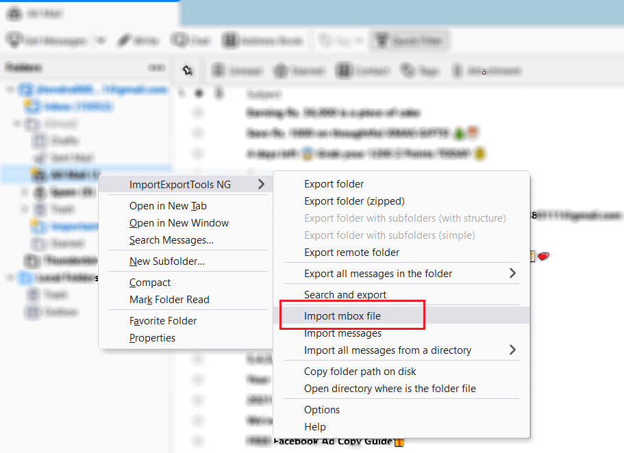 import mbox to cpanel webmail