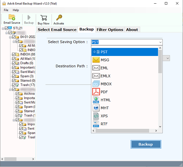 cpanel in die PST-Datei