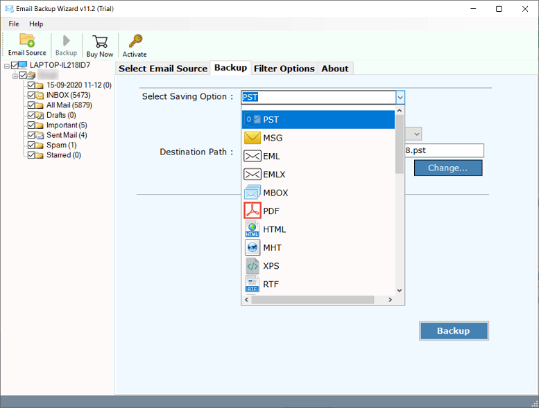 create pst file from horde webmail