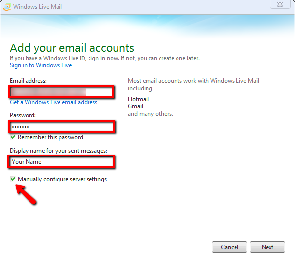 add gmail account to windows live mail