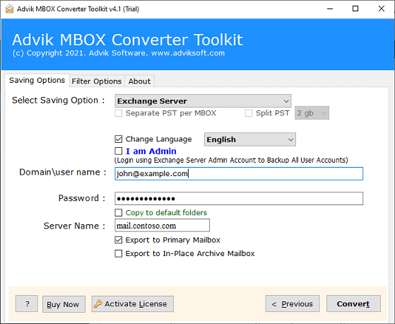 mbox to exchange server 