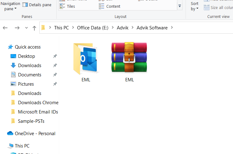 save outlook folders as zip file