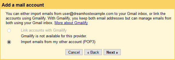 migrate Dreamhost email to Gmail