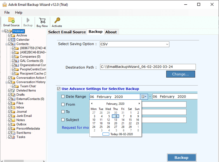 export Hotmail to Excel
