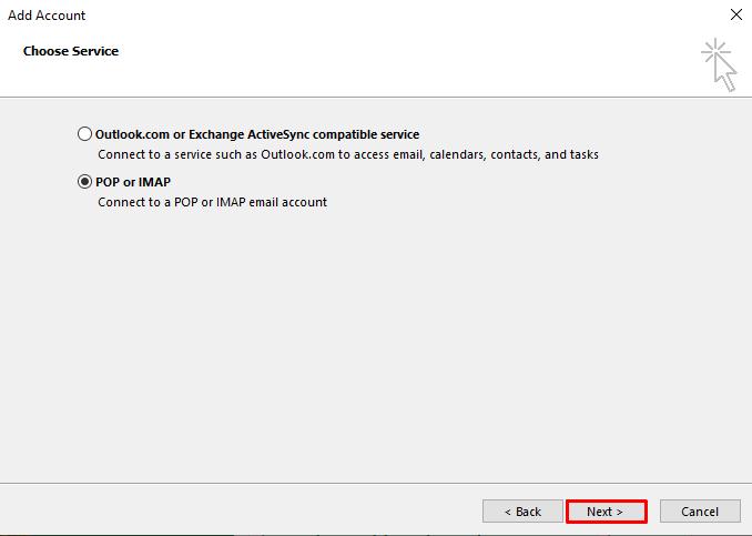 choose pop or imap