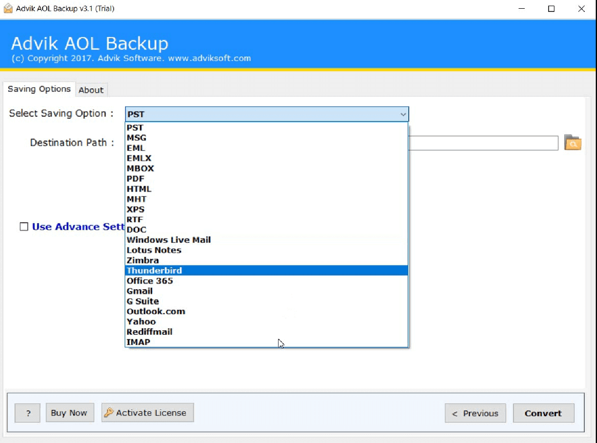 THUNDERBIRD AOL MAIL visual data 7
