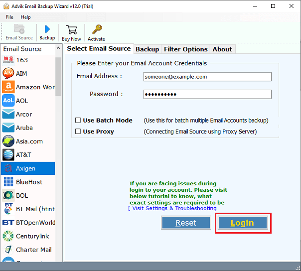 choose axigen email source