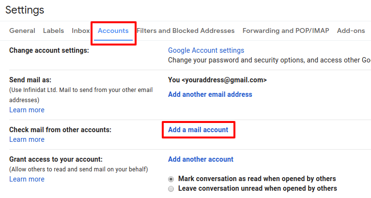 go to Accounts and Import tab >> Add a mail account