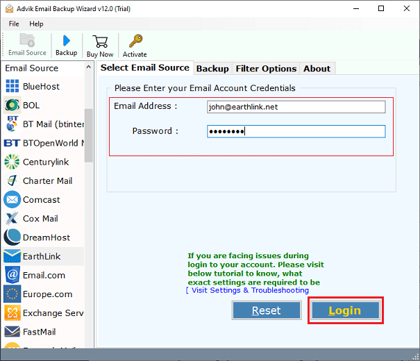 import earthlink emails into outlook