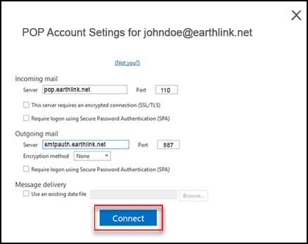 transfer Earthlink emails to microsoft Outlook
