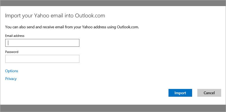 upload Yahoo emails to outlook.com