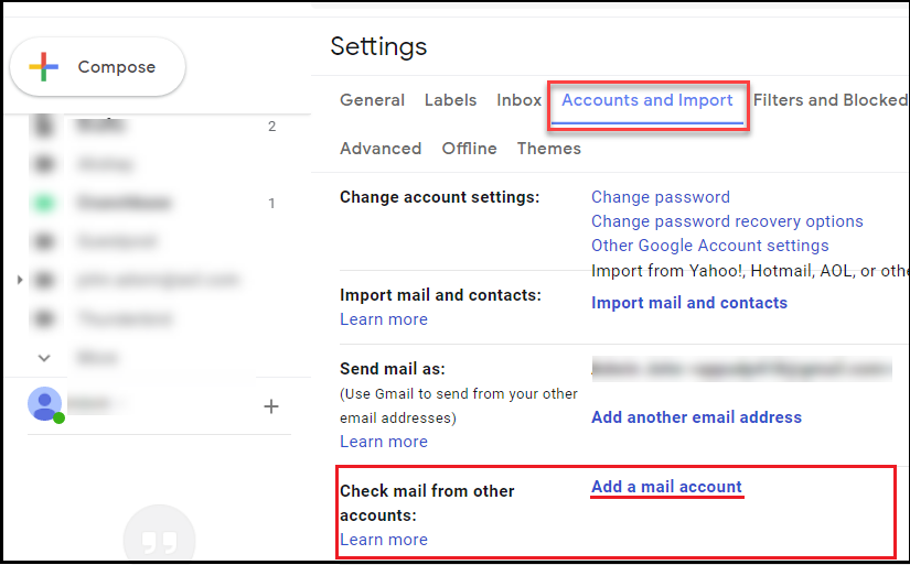go to the Accounts & Import tab