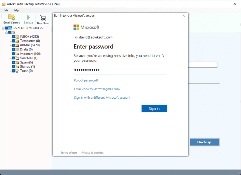 enter office 365 password