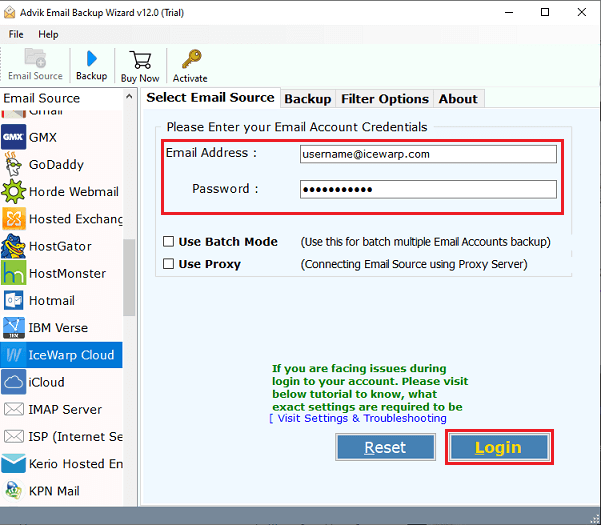 download emails from Icewarp to Outlook pst file