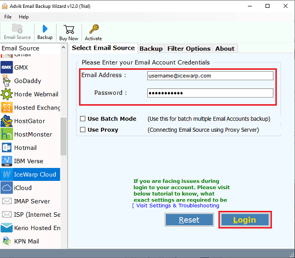 run the icewarp to office 365 migration tool