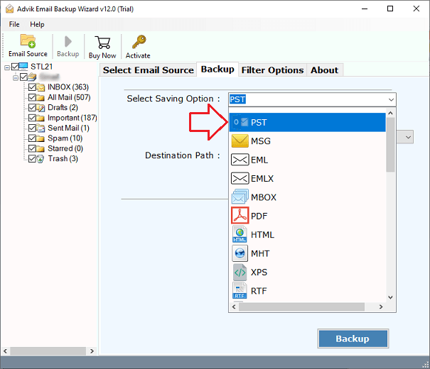 copy emails from Icewarp to Outlook pst file