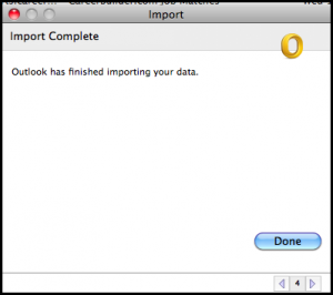 finished the process to import mbox into outlook mac