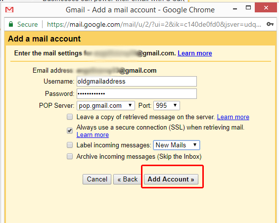 Gmail ラベルのメールを別のアカウントにエクスポート