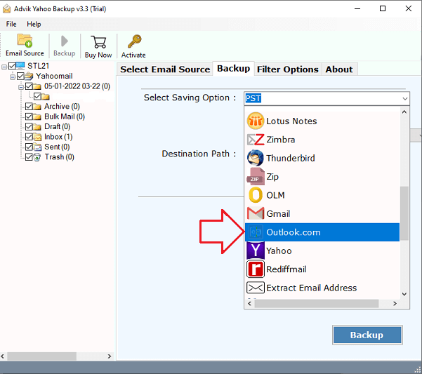 upload Yahoo emails to outlook.com