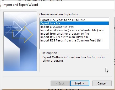 export OLM file to PST manually