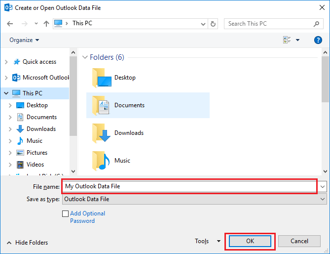 Merge Multiple PST files into one in Outlook 2016