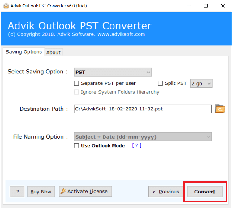 Split PST File by Year