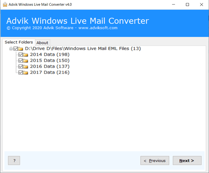 choose the desired windows live mail mailbox folders