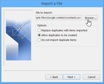 Browse and upload the CSV file