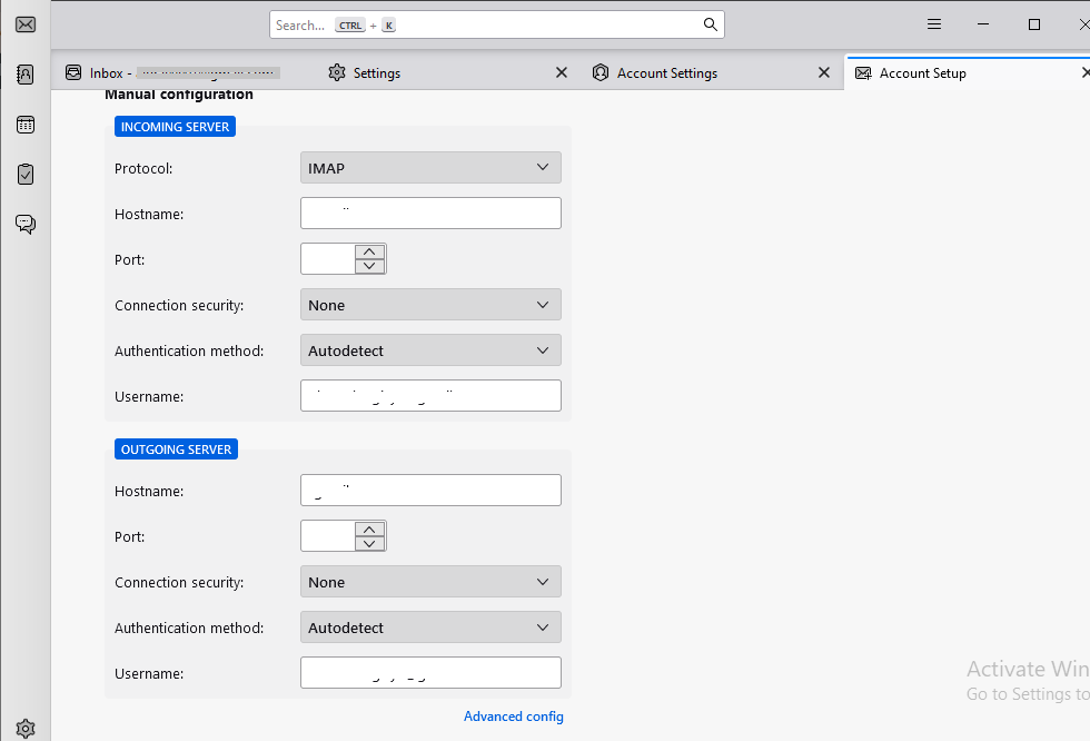 IMAP/POP3 Configuration