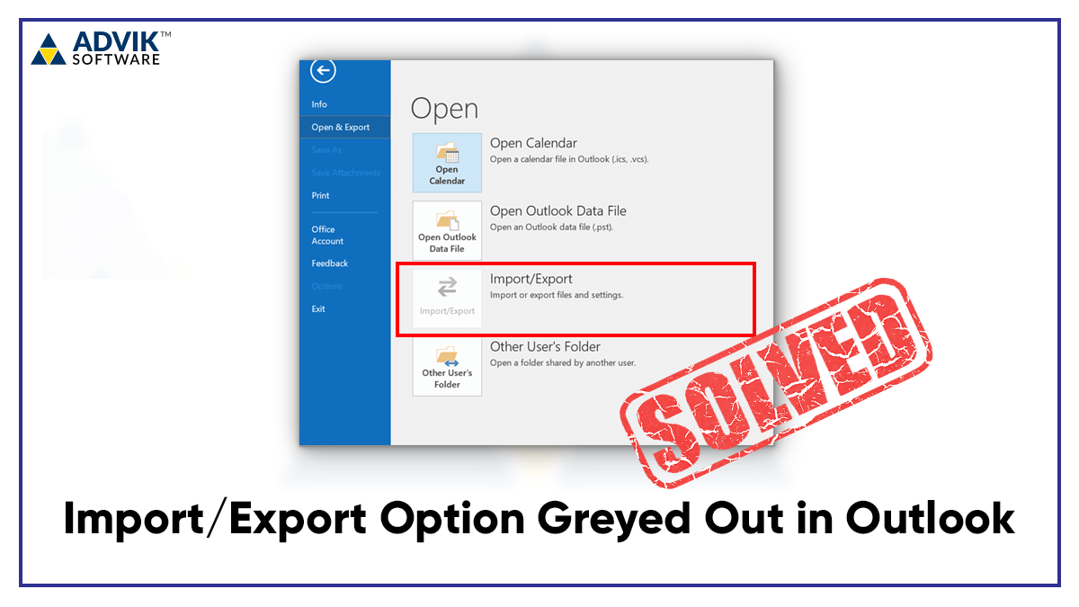 Import Export greyed out