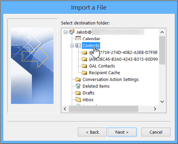 Select the required Contacts from the Outlook
