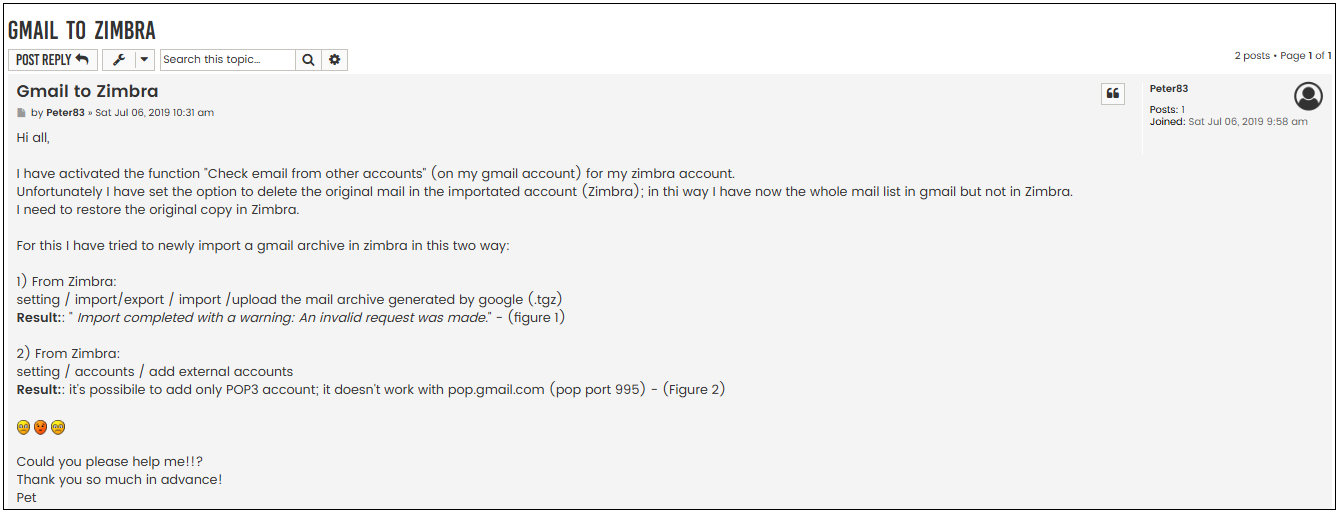 gmail to zimbra query