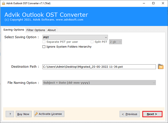 Ouvrir l'ancien fichier OST dans Outlook 2019